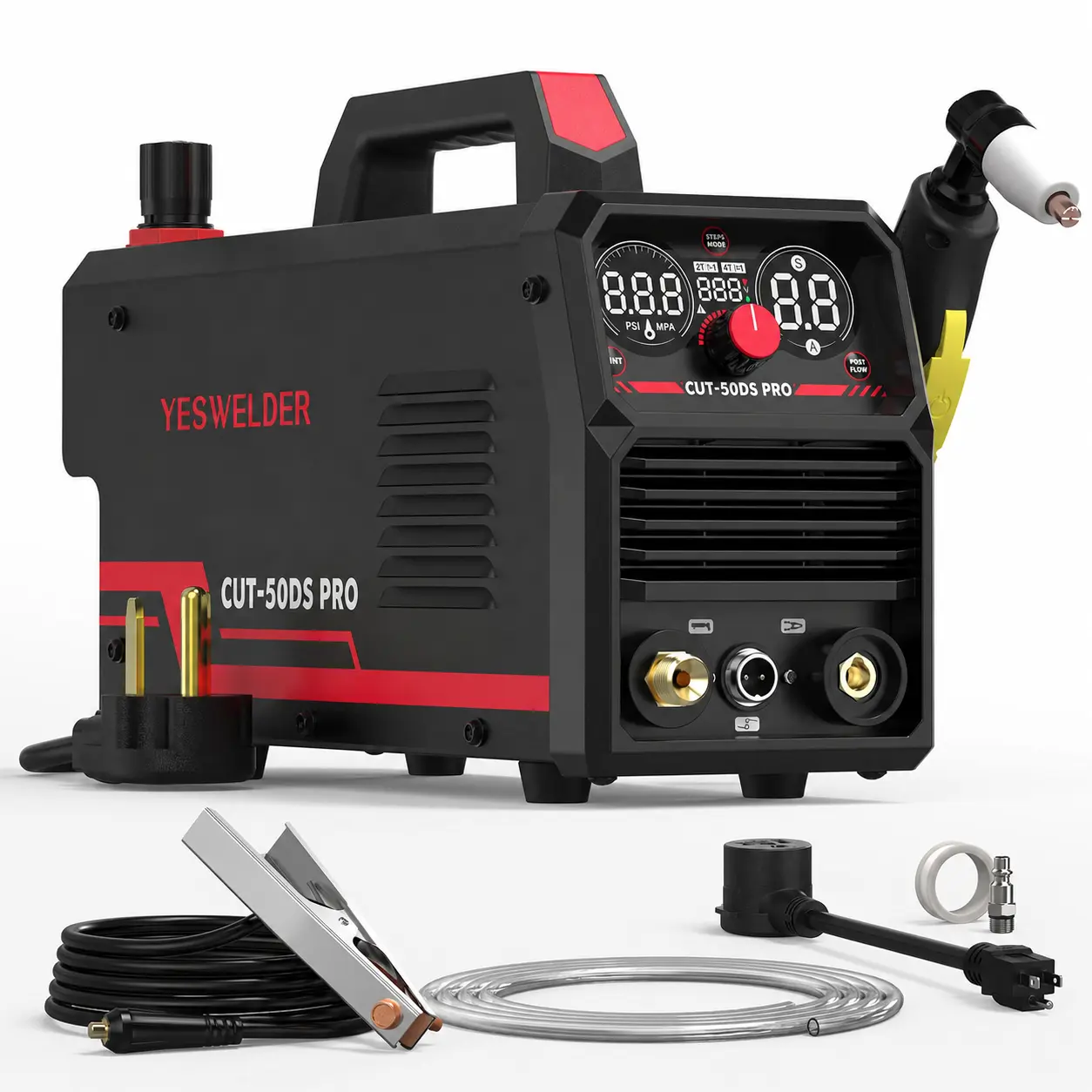 YESWELDER CUT-50DS-PRO Cortadora de plasma digital de 50 amperios y 110/220 V, kit completo con salida ajustable, función 2T/4T, corte máximo de 16/25" - Herramientas y dispositivos, herramientas de trabajo para la construcción