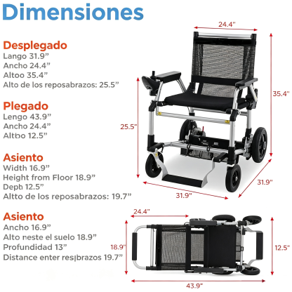 ✨Silla de ruedas eléctrica ligera y portátil que se pliega hasta las 12 pulgadas