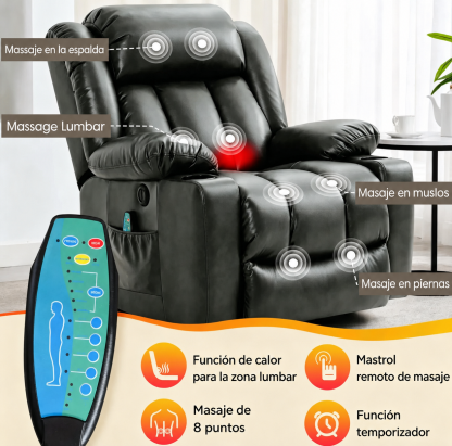 ✨Sillón reclinable elevador de lujo con función de calor y masaje