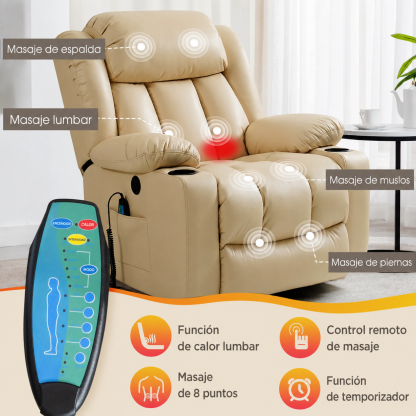 ✨Sillón reclinable elevador de lujo con función de calor y masaje
