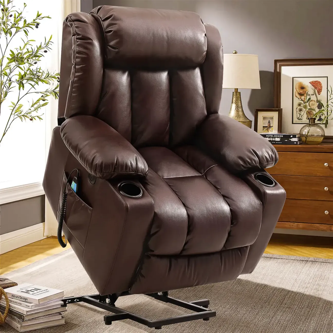 ✨Sillón reclinable elevador de lujo con función de calor y masaje
