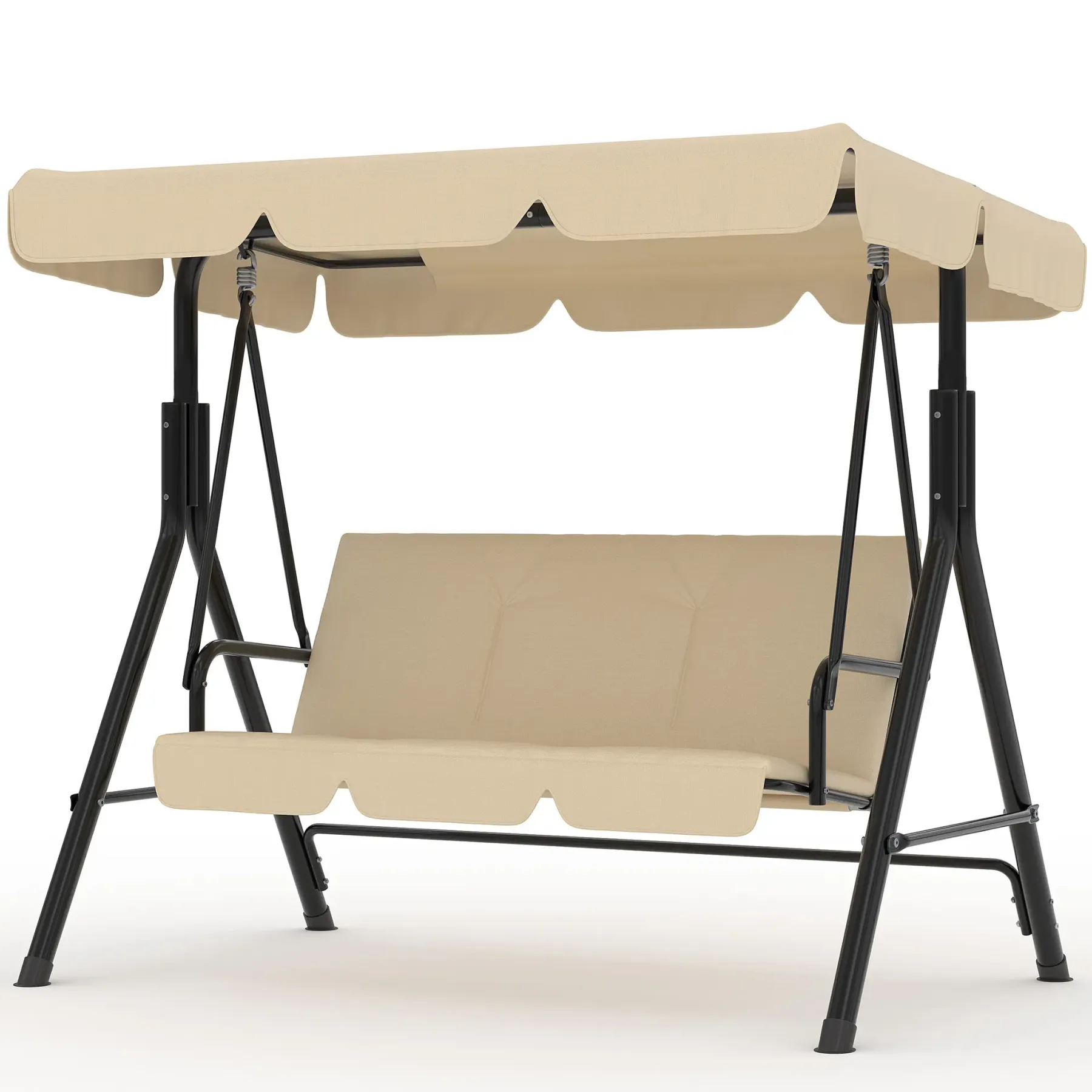 Hamaca doble con soporte incluido - Hamaca resistente de 215 kg para 2 personas con almohadilla y almohada de tela acolchada - Barra separadora de madera dura y soporte de acero portátil de 3,6 m para jardín, patio e interiores