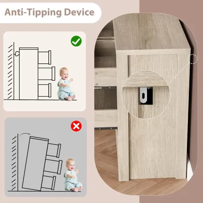 Cómoda de madera de 7 cajones para almacenamiento en el dormitorio