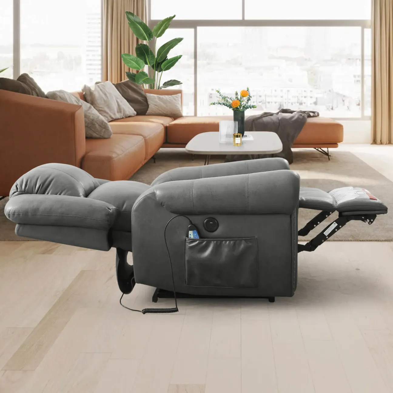 ✨Sillón reclinable elevador de lujo con función de calor y masaje
