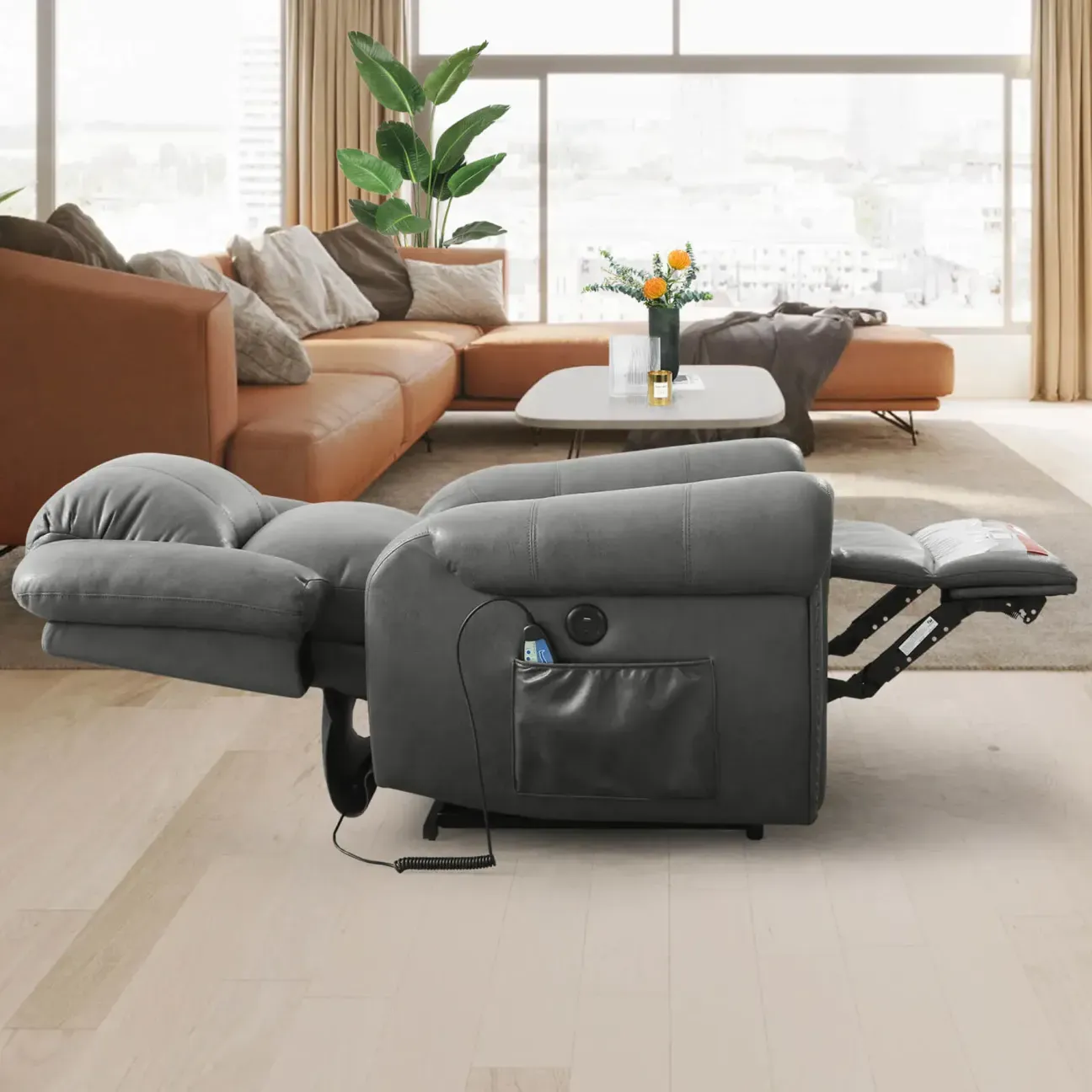 ✨Sillón reclinable elevador de lujo con función de calor y masaje