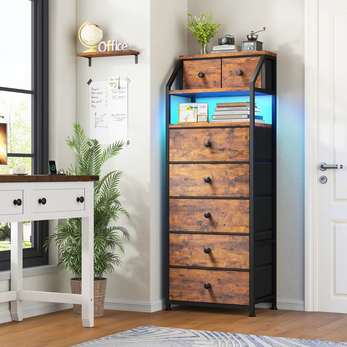 【Trucos económicos para el hogar】Cómoda alta Raybee de 16 cajones profundos para dormitorio, cómoda de tela extragrande con estructura de acero, unidad organizadora de torre de almacenamiento de ropa ancha para armario, dormitorio, sala de estar, muebles