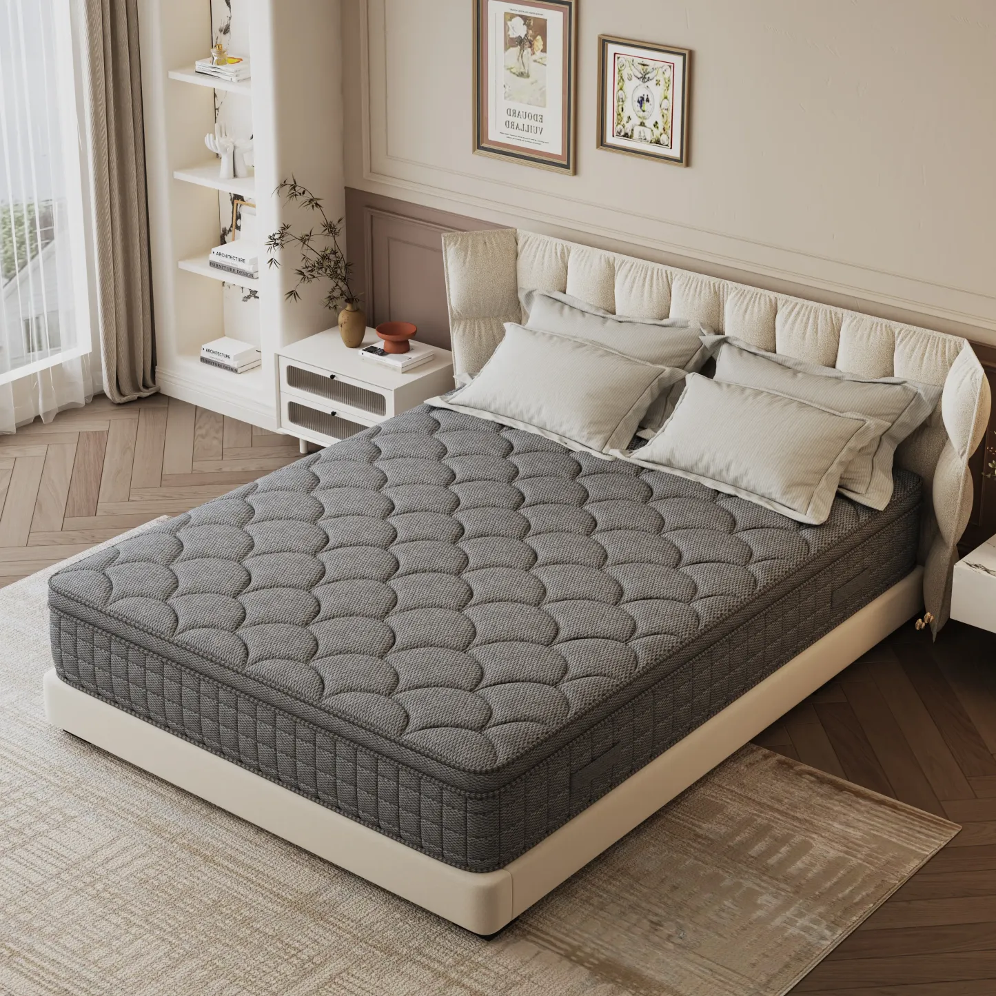 Colchón híbrido Bed-in-a-Box de 12 pulgadas, firmeza media con alivio de presión y aislamiento de movimiento, Twin/Full/Queen/King para todos los que duermen, colchón tamaño Queen, colchón tamaño completo Espuma viscoelástica de apoyo Espuma viscoelástica