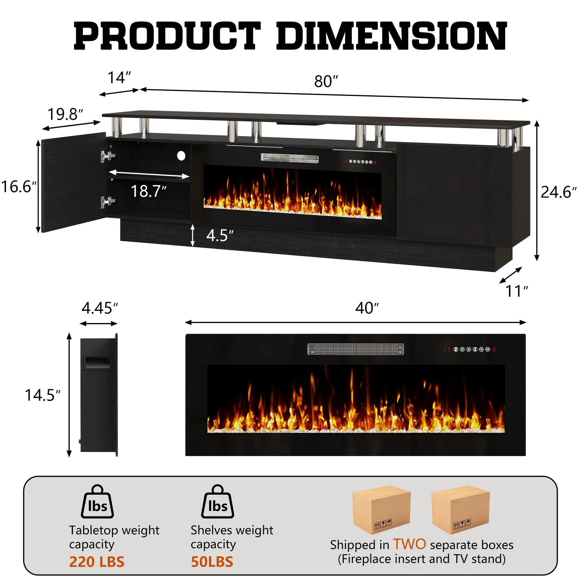 PUKAMI 70 Inches Fireplace TV Stand for TVs up to 80 Inches Console with 36'' Electric Fireplace & Remote, Wooden Modern Entertainment Center for Living Room, Tv Shelf, Room Decor,dorm essentials,home decor