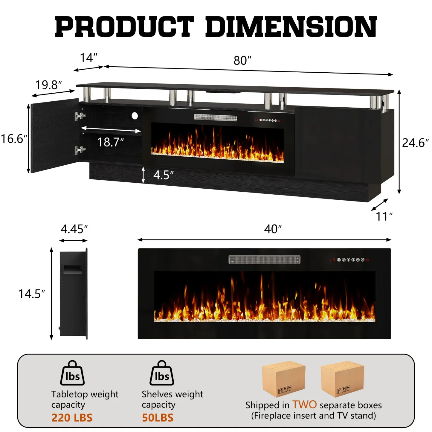 PUKAMI 70 Inches Fireplace TV Stand for TVs up to 80 Inches Console with 36'' Electric Fireplace & Remote, Wooden Modern Entertainment Center for Living Room, Tv Shelf, Room Decor,dorm essentials,home decor