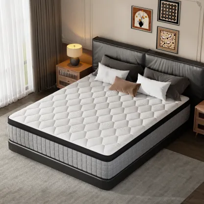 Colchón híbrido Bed-in-a-Box de 12 pulgadas, firmeza media con alivio de presión y aislamiento de movimiento, Twin/Full/Queen/King para todos los que duermen, colchón tamaño Queen, colchón tamaño completo Espuma viscoelástica de apoyo Espuma viscoelástica