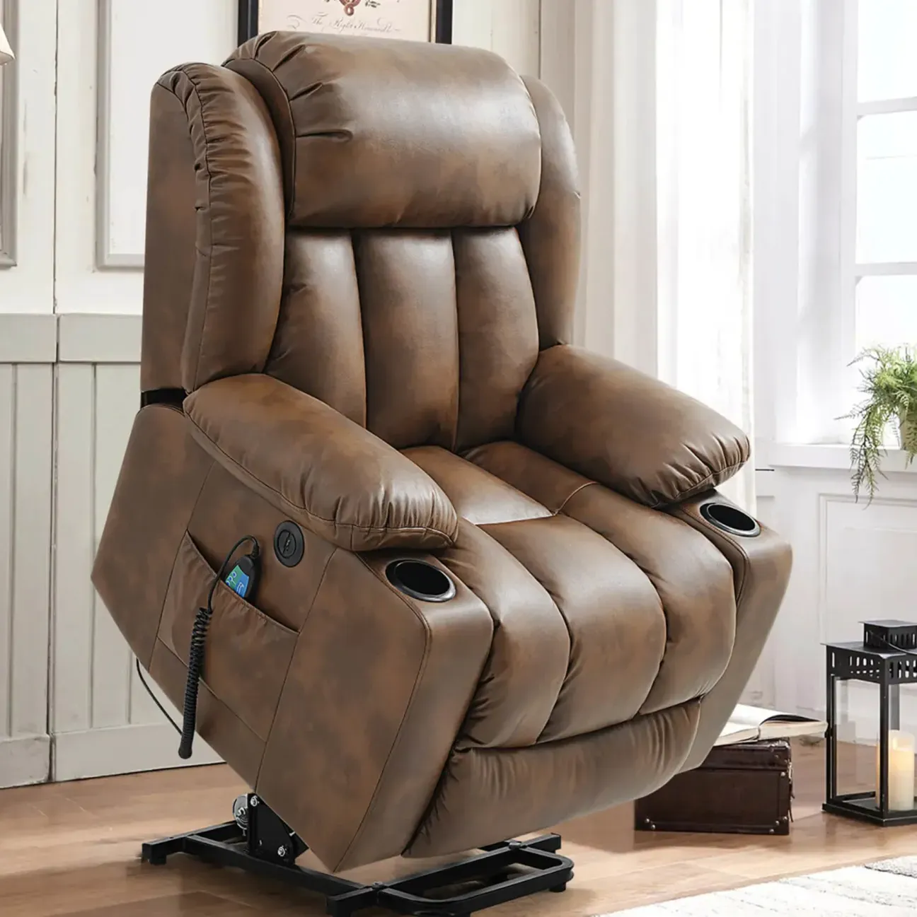 ✨Sillón reclinable elevador de lujo con función de calor y masaje
