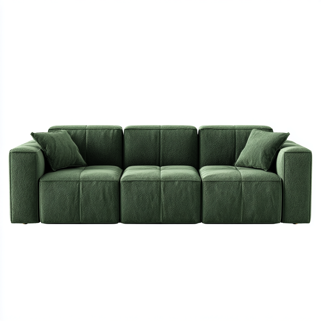 Divano a 3 posti - tessuto - 228x99x78 cm - verde scuro - moderno-Javexdadecor