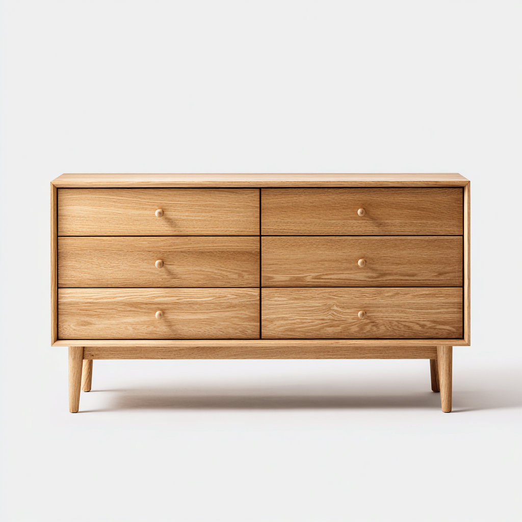 Cassettiera - Legno - 132x42x75 cm - Rovere chiaro - Nordico-Javexdadecor
