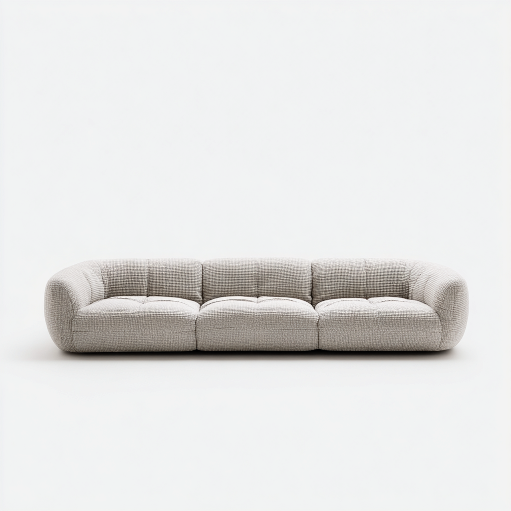 Divano a 3 posti - tessuto - 240x98x73 cm - grigio beige - moderno-Javexdadecor