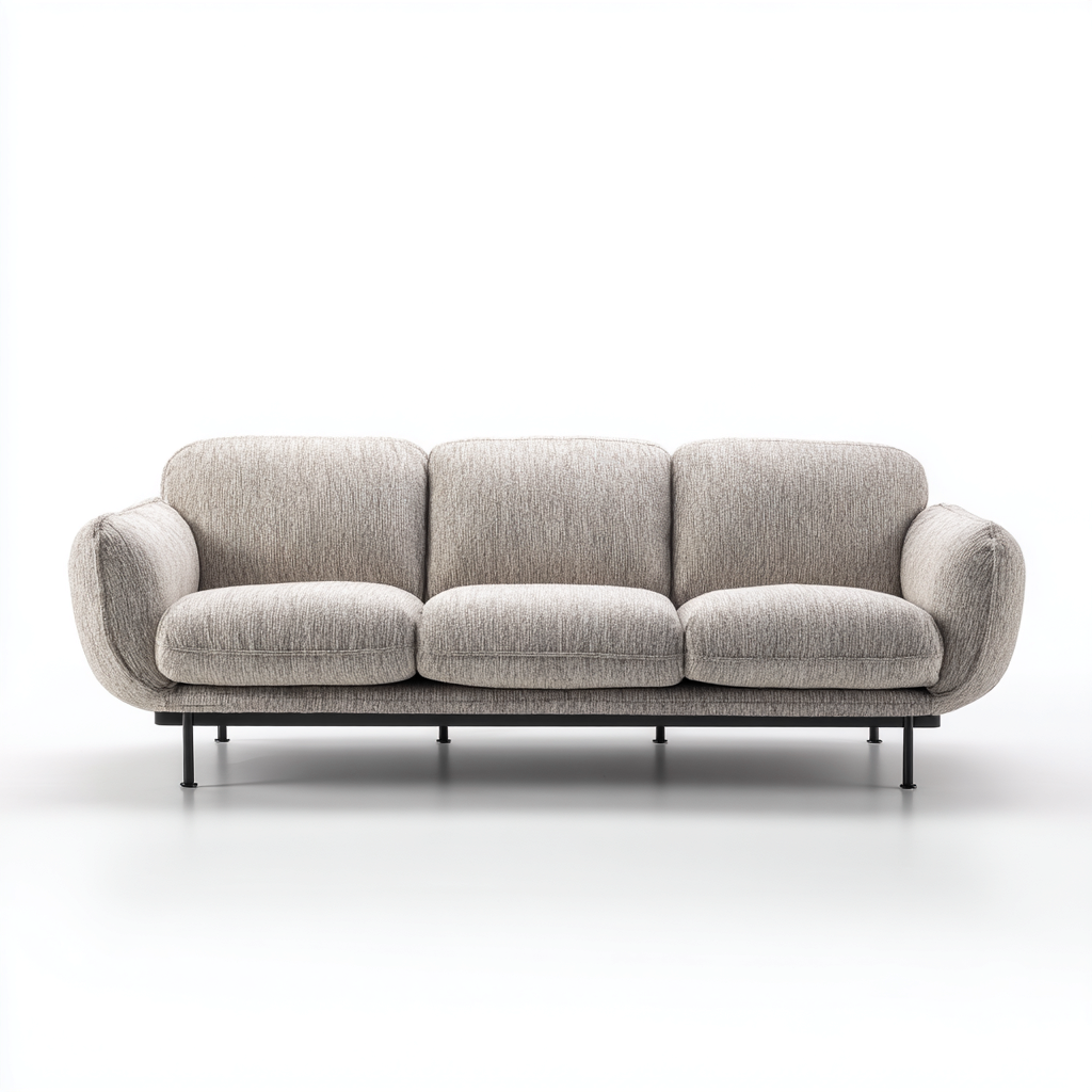 Divano a 3 posti - tessuto-metallo - 224x93x80 cm - grigio beige - moderno-Javexdadecor
