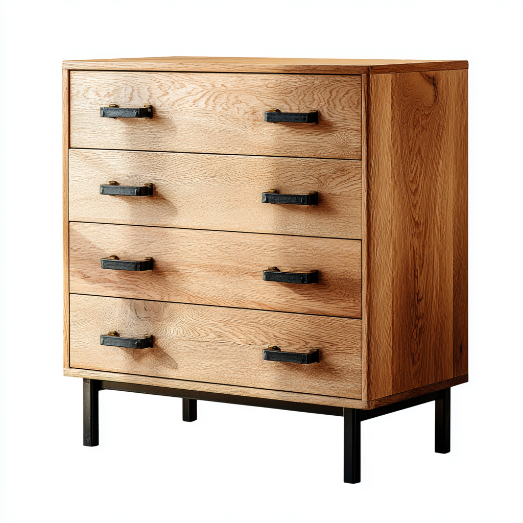 Cassettiera - Legno-Metallo - 90x43x88 cm - Naturale-Nero - Industriale moderno-Javexdadecor