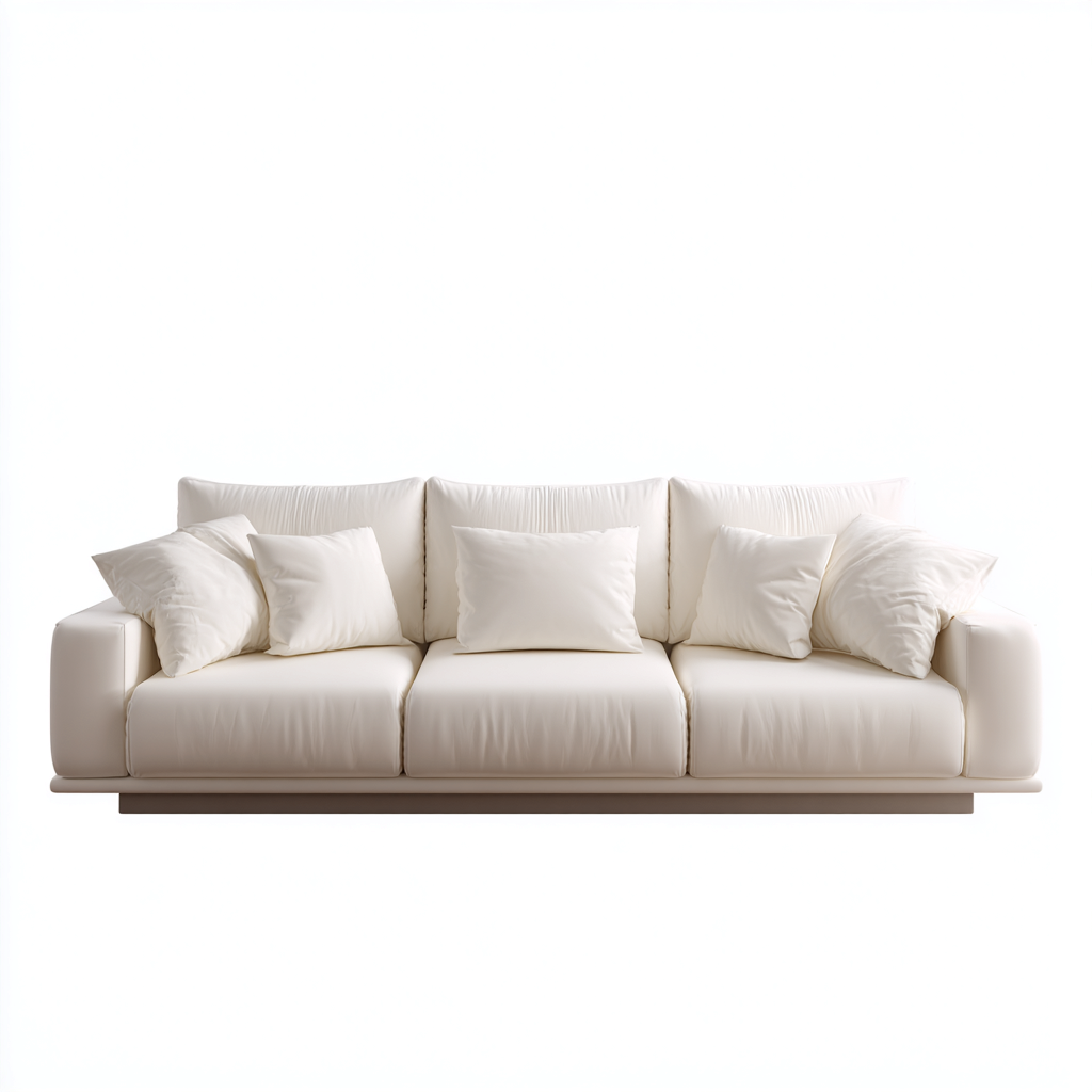 Divano a 3 posti - tessuto-legno - 232x96x78 cm - bianco avorio - moderno-Javexdadecor