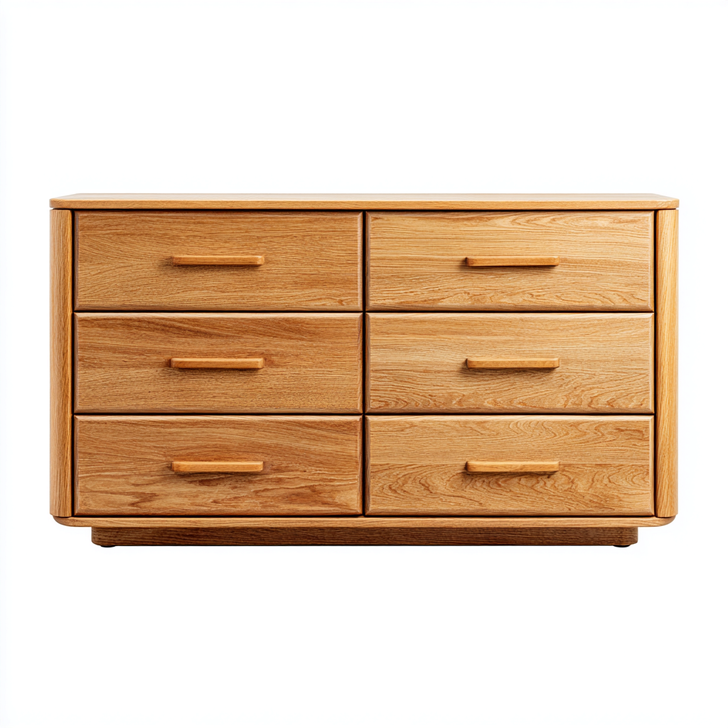 Cassettiera - Legno - 126x42x74 cm - Rovere naturale - Moderno organico-Javexdadecor