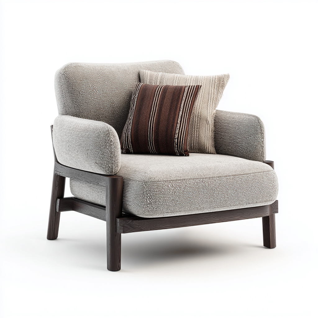 Poltrona da giardino - Tessuto-Legno - 86x80x77 cm - Beige-Marrone - Design moderno-Javexdadecor
