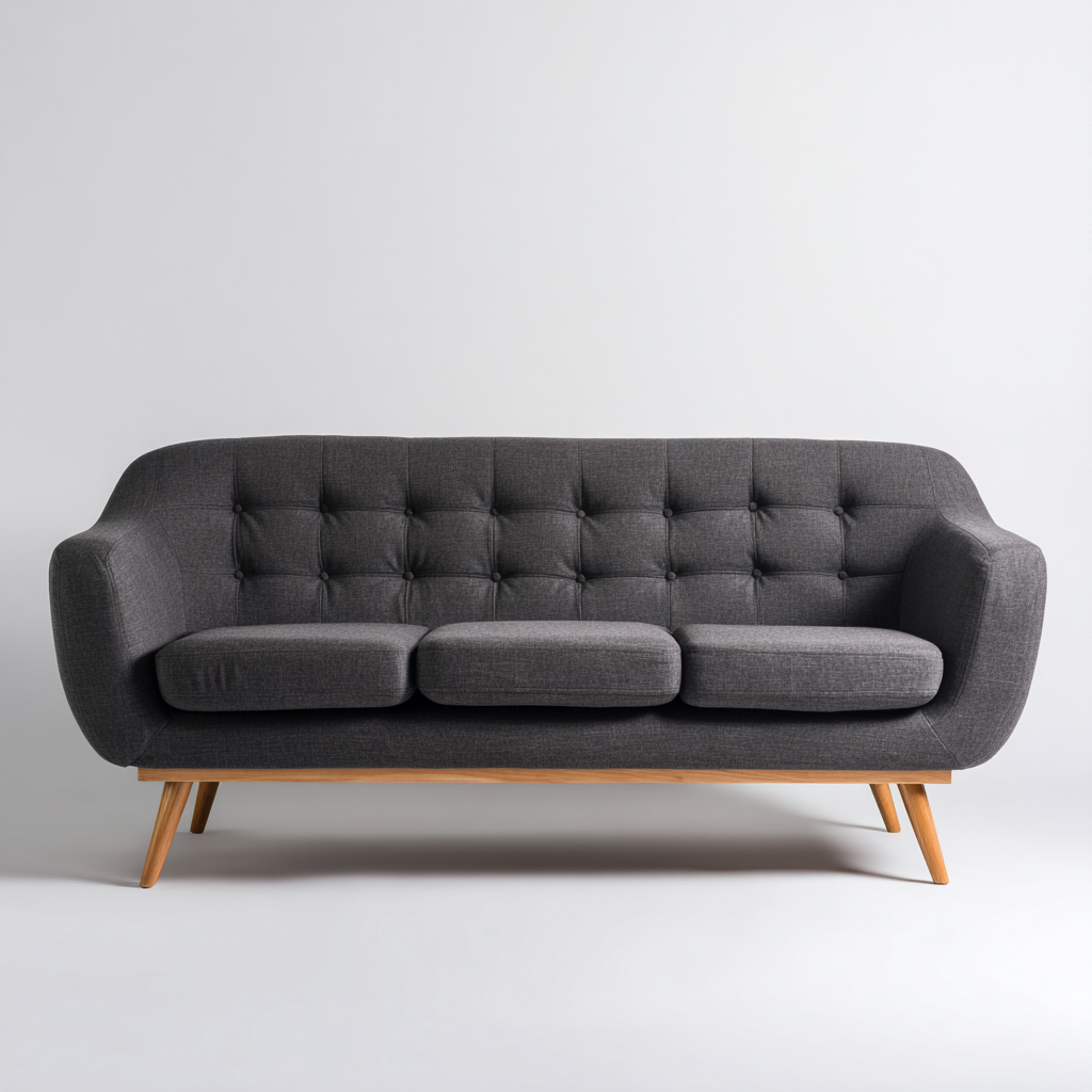 Divano a 3 posti - tessuto-legno - 218x90x83 cm - grigio antracite - moderno-Javexdadecor
