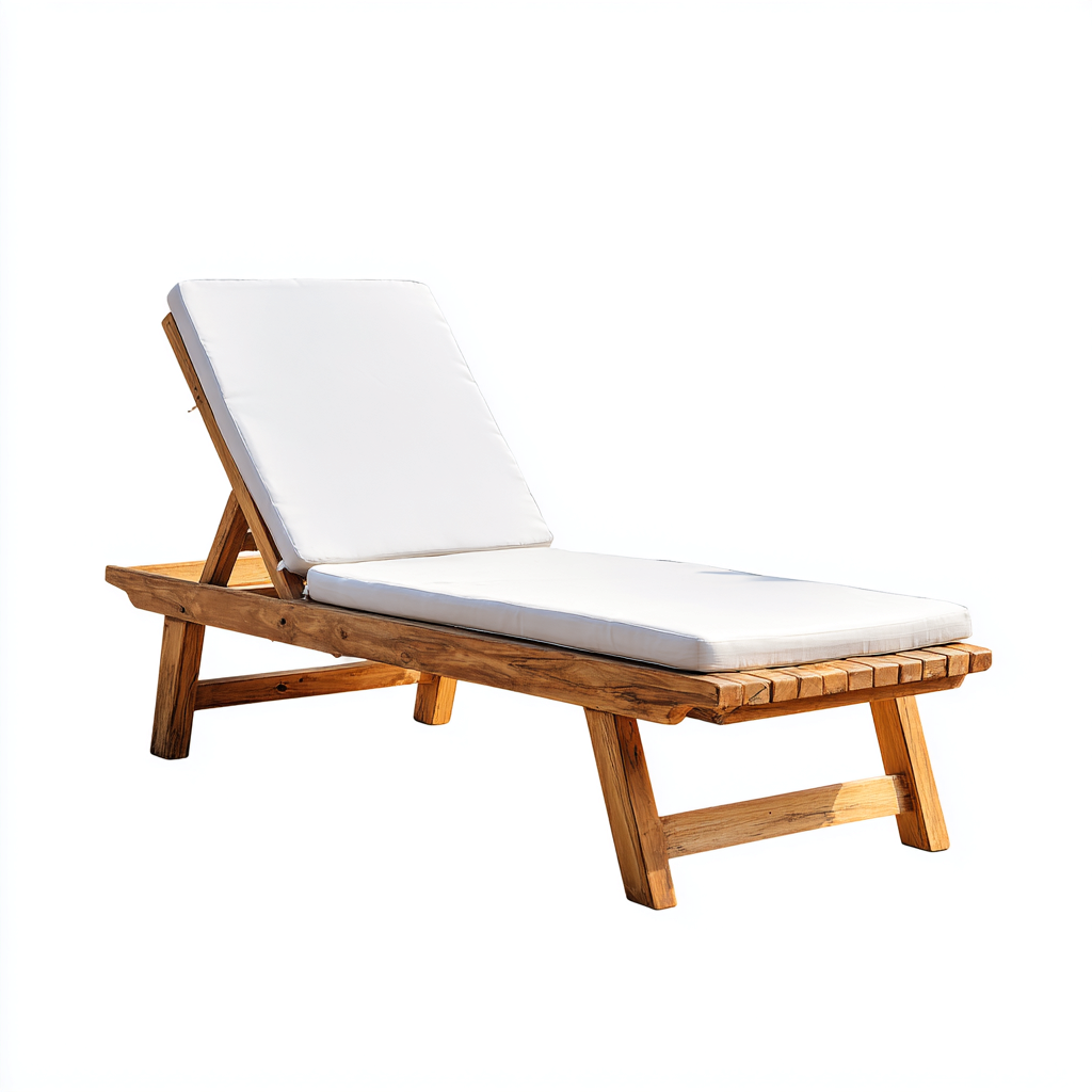Lettino prendisole-legno-tessuto-209x74x90 cm-marrone-bianco-stile naturale-Javexdadecor