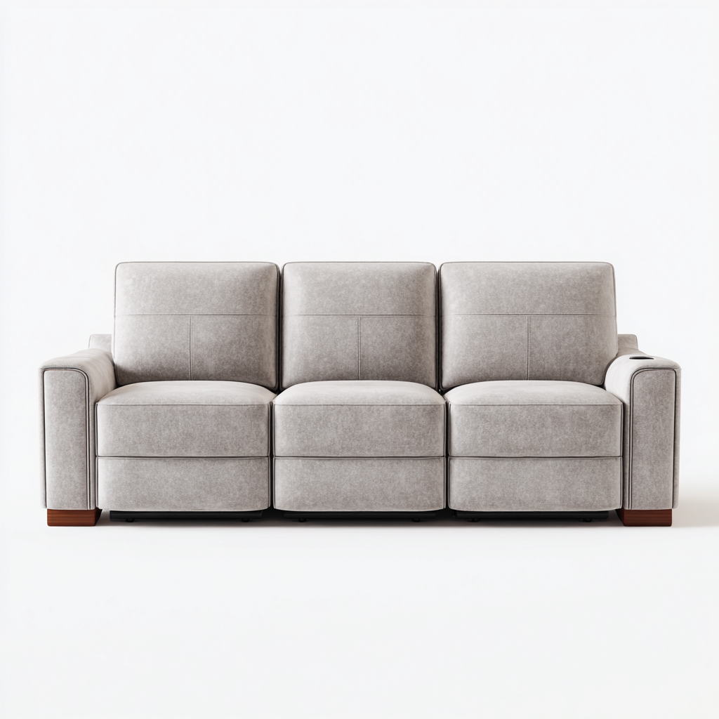Divano a 3 posti - tessuto-legno - 221x96x101 cm - grigio chiaro - moderno reclinabile-Javexdadecor