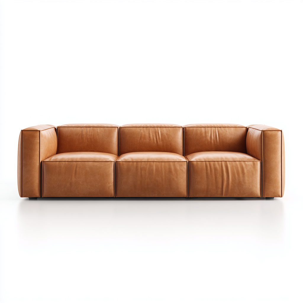 Divano a 3 posti - pelle - 238x97x72 cm - cuoio - moderno-Javexdadecor