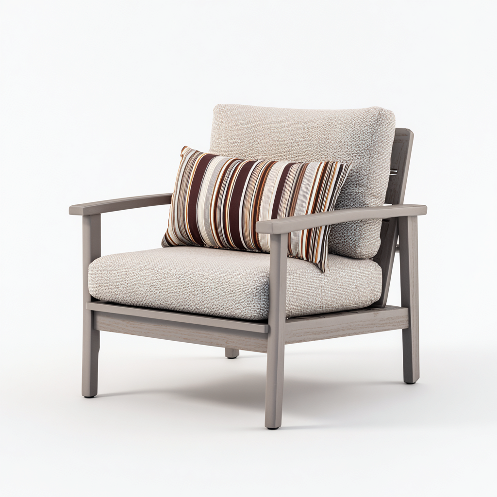 Poltrona da giardino - Tessuto-Legno - 89x81x79 cm - Beige-Grigio-Marrone - Design classico-Javexdadecor