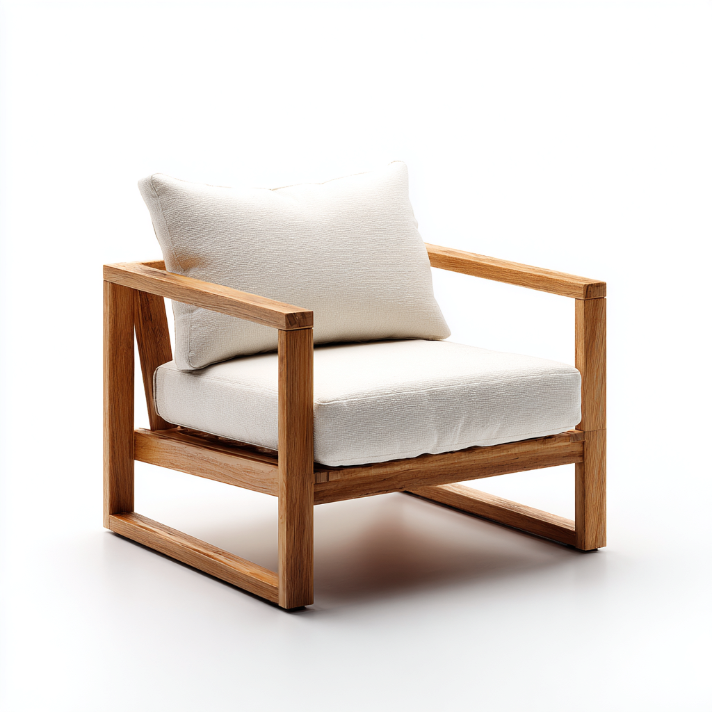 Poltrona da giardino - Tessuto-Legno - 86x82x74 cm - Bianco-Marrone - Design moderno-Javexdadecor