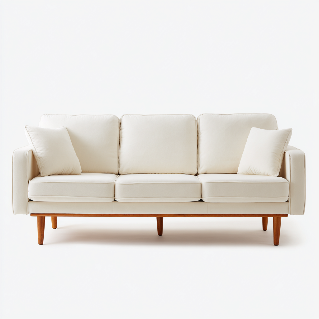 Divano a 3 posti - tessuto-legno - 208x86x83 cm - crema - moderno-Javexdadecor