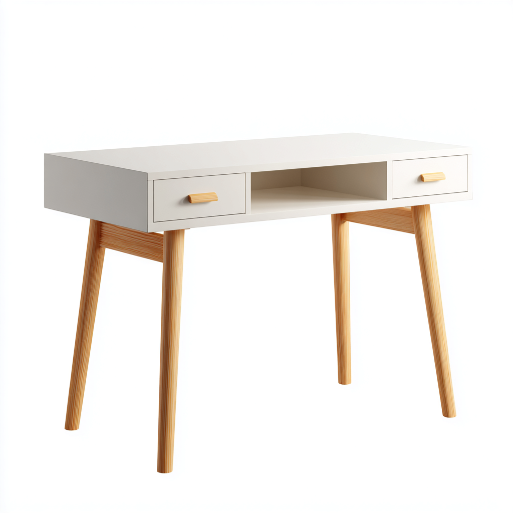 Scrivania-legno-120x52x77 cm-bianco-rovere chiaro-design nordico-Javexdadecor