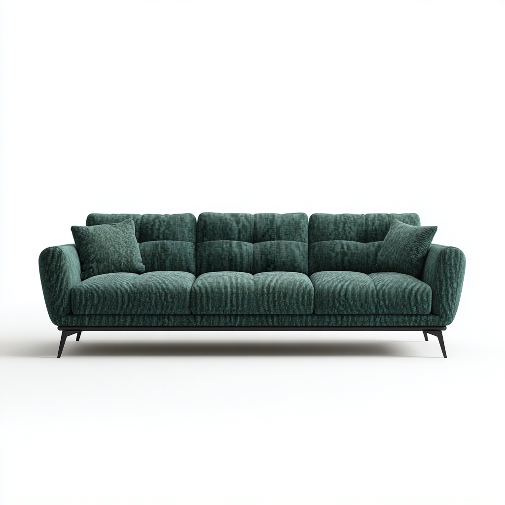Divano a 3 posti - tessuto-metallo - 226x93x80 cm - verde petrolio - moderno-Javexdadecor