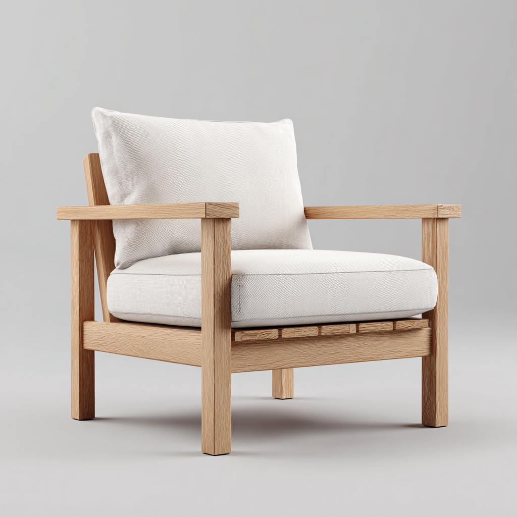 Poltrona da giardino - Tessuto-Legno - 91x84x78 cm - Bianco-Marrone - Design naturale-Javexdadecor