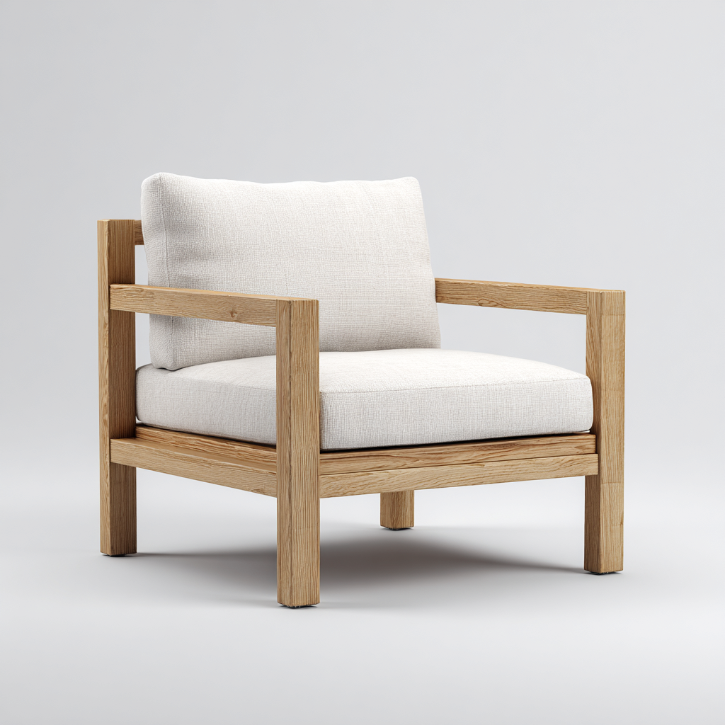 Poltrona da giardino - Tessuto-Legno - 89x82x77 cm - Bianco-Marrone - Design moderno-Javexdadecor