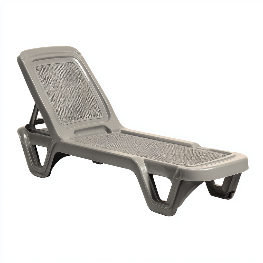Lettino prendisole-plastica-tessuto tecnico-188x71x92 cm-grigio tortora-beige-stile moderno-Javexdadecor