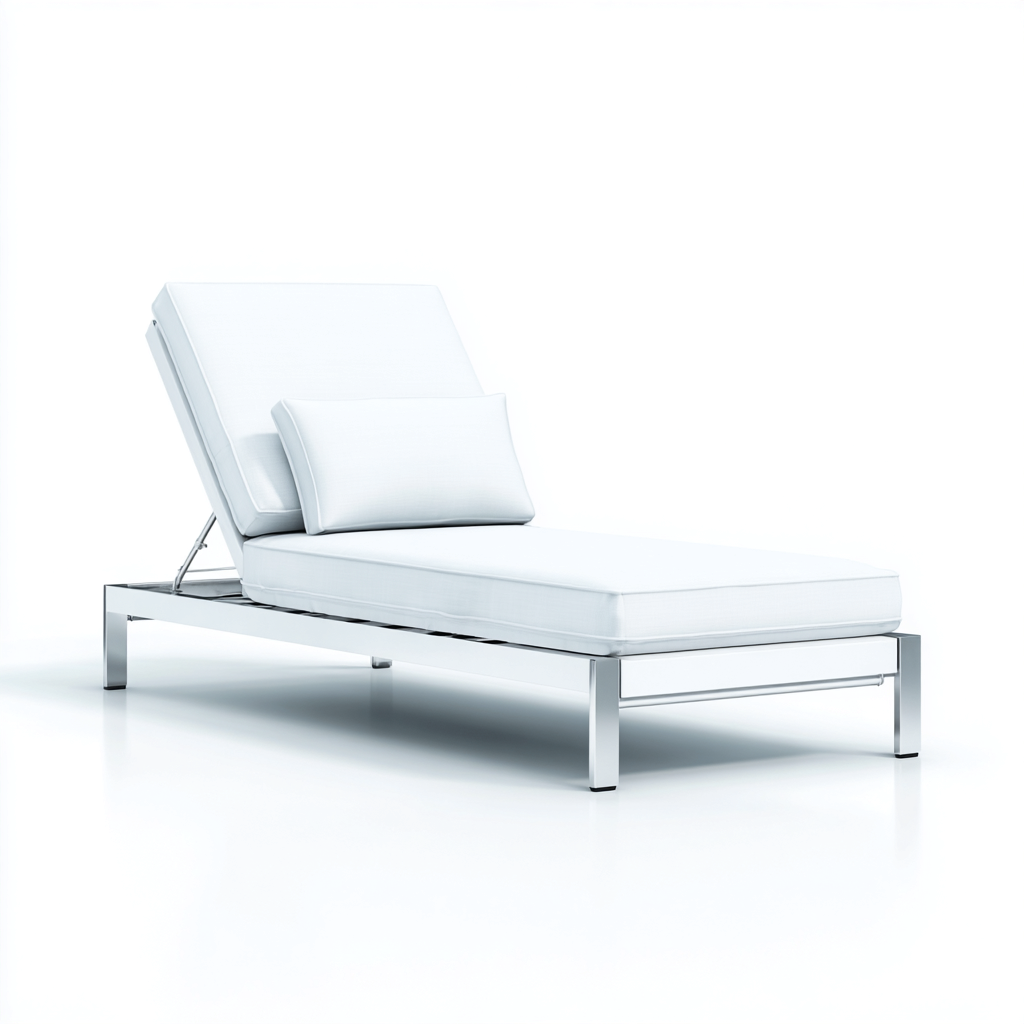 Lettino prendisole-alluminio-tessuto-201x72x88 cm-bianco-argento-stile moderno-Javexdadecor