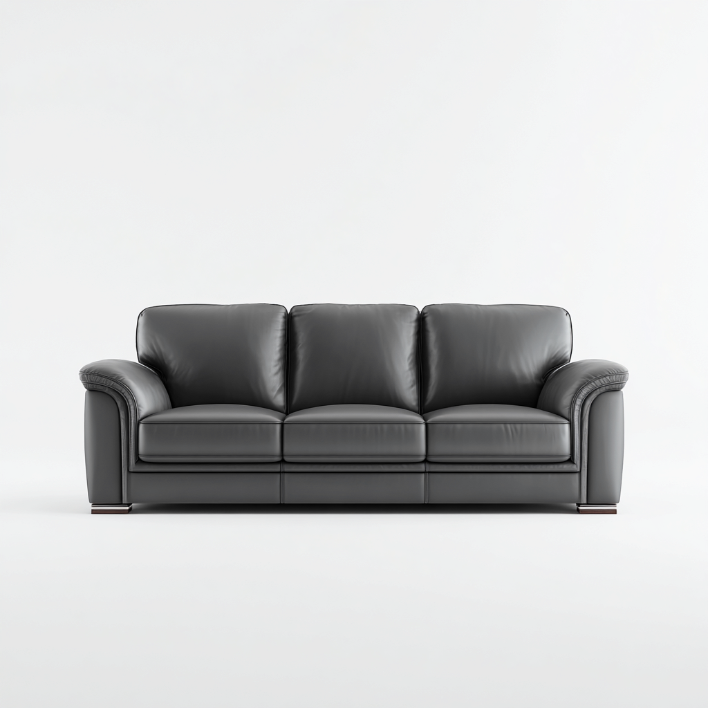 Divano a 3 posti - pelle-legno - 211x90x86 cm - grigio scuro - moderno-Javexdadecor