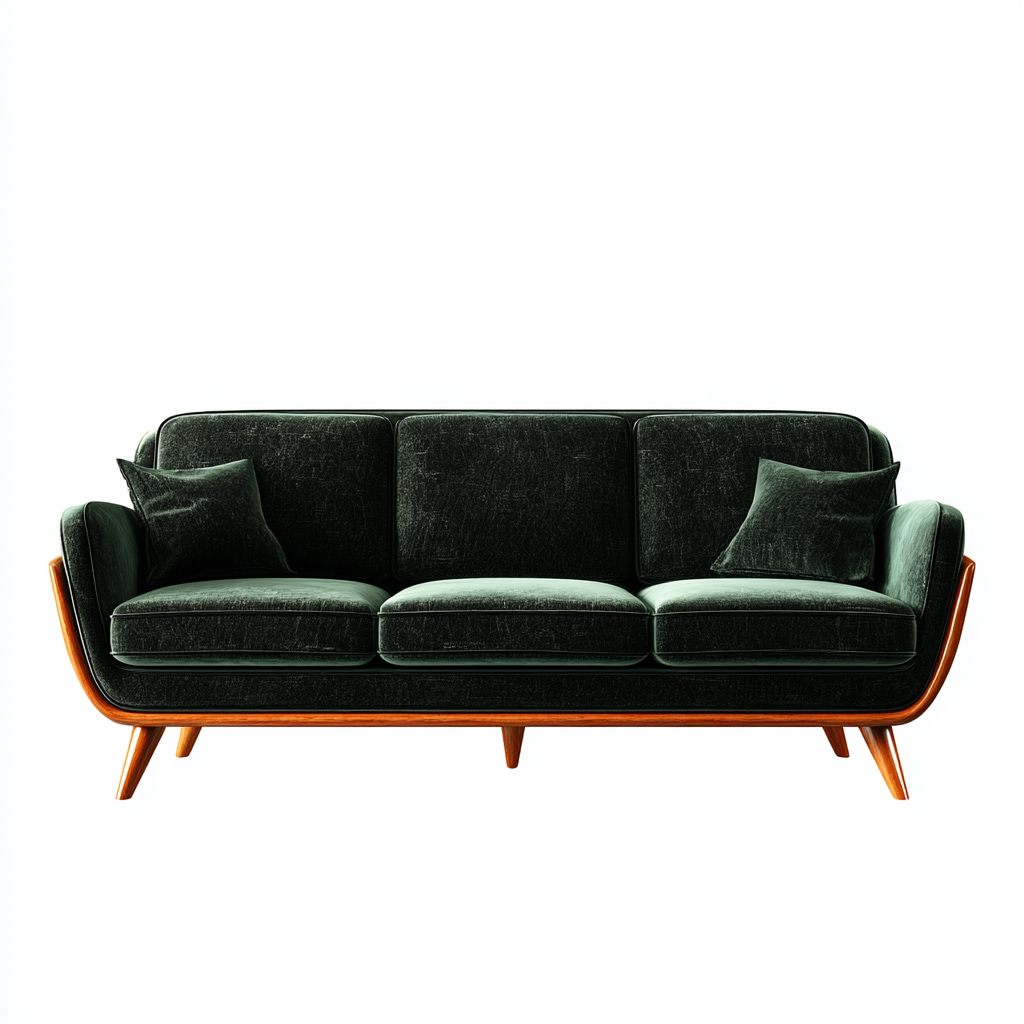 Divano a 3 posti - velluto-legno - 220x91x82 cm - verde scuro - moderno-Javexdadecor