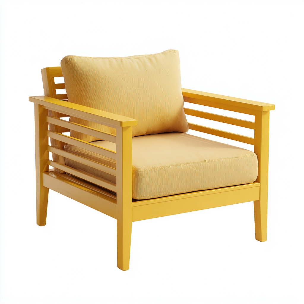 Poltrona da giardino - Tessuto-Legno - 88x79x77 cm - Giallo - Design moderno-Javexdadecor