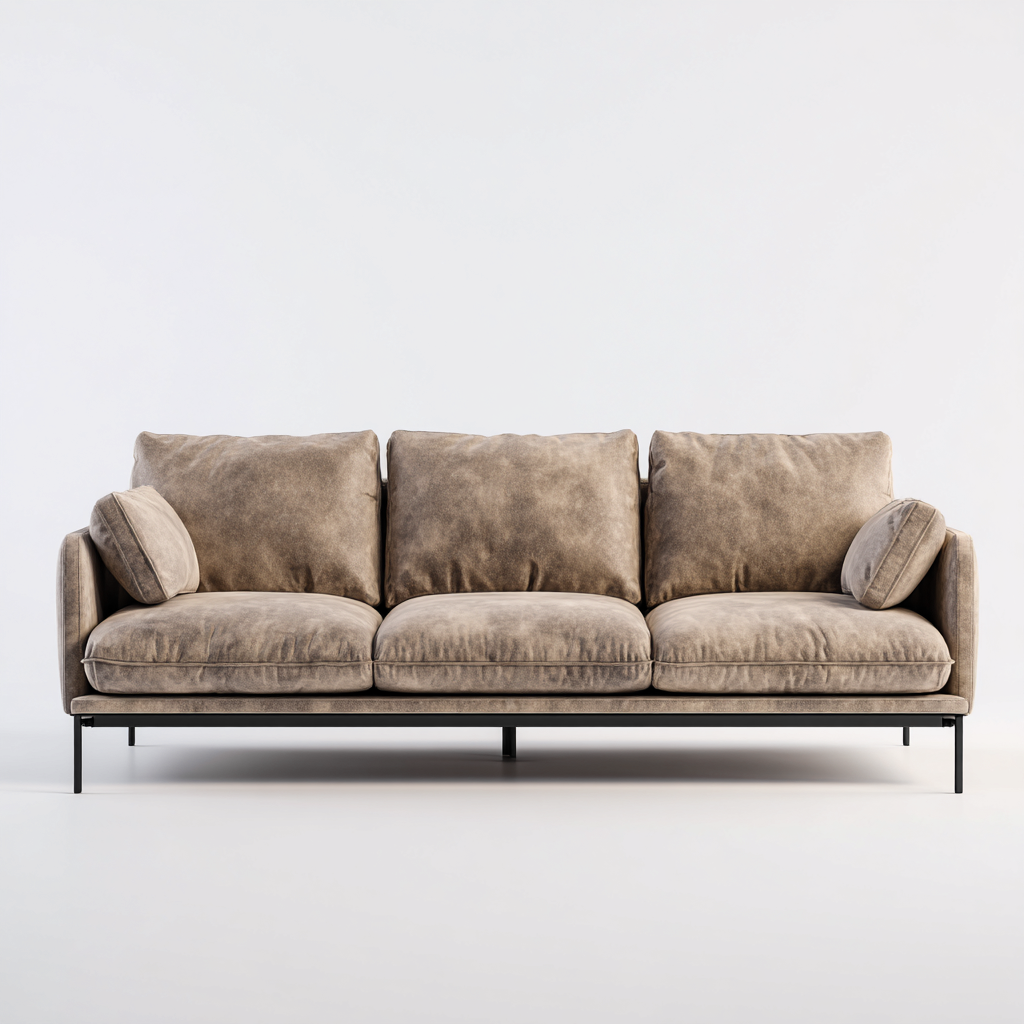 Divano a 3 posti - velluto-metallo - 229x96x82 cm - beige tortora - moderno-Javexdadecor