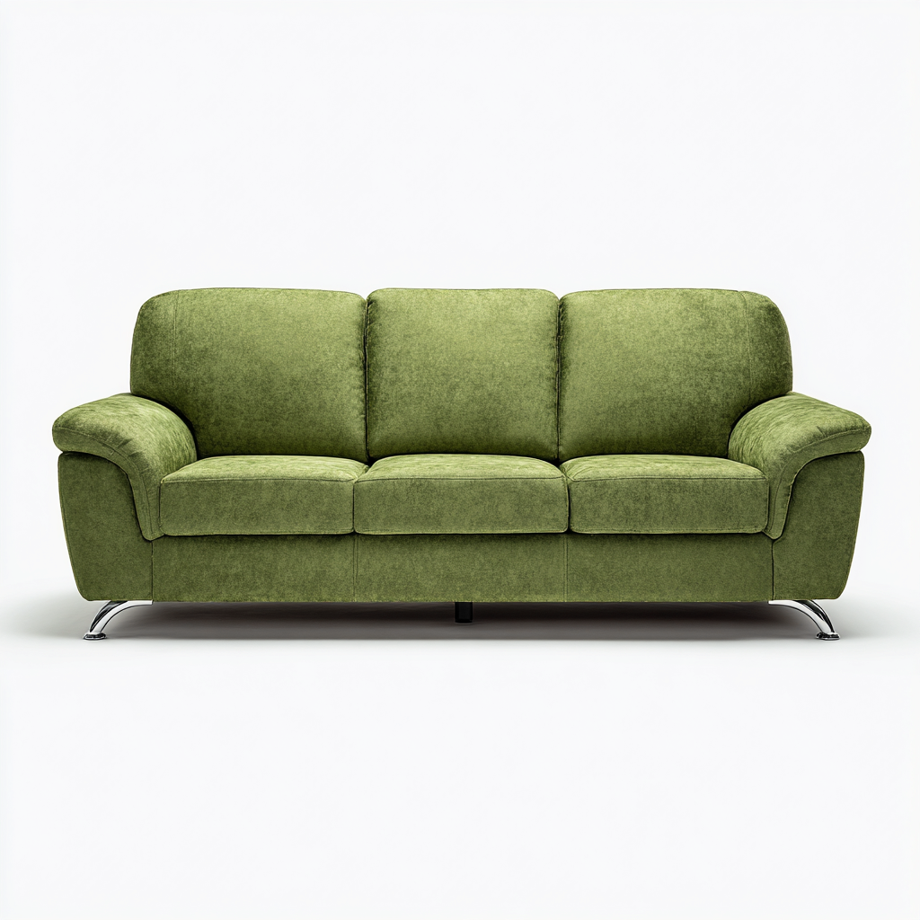 Divano a 3 posti - velluto-metallo - 217x92x84 cm - verde oliva - moderno-Javexdadecor