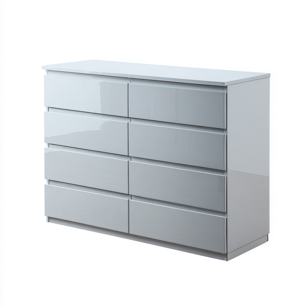 Cassettiera - Legno - 138x45x86 cm - Grigio lucido - Moderno minimalista-Javexdadecor