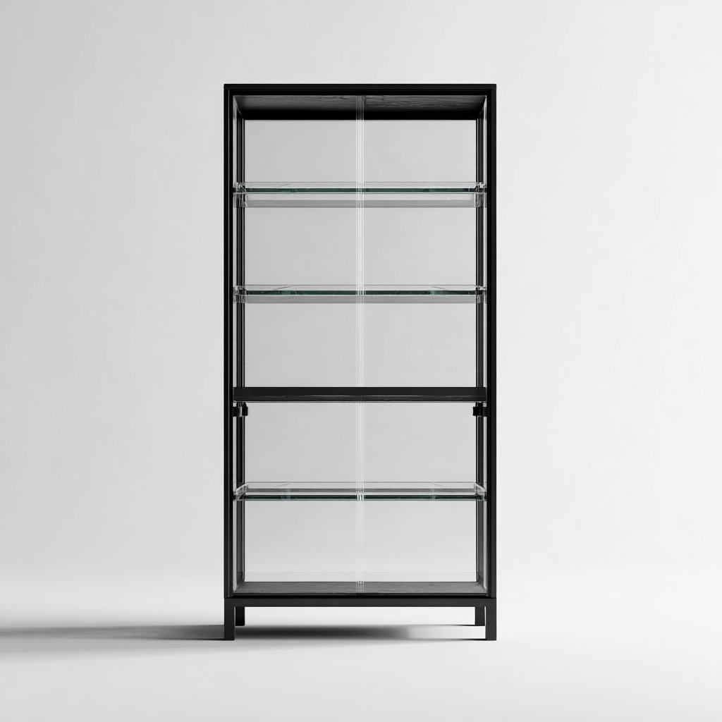Vetrina - Metallo - Vetro - 85x38x178 cm - Nero-Trasparente - Moderno-Javexdadecor