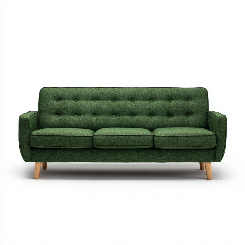 Divano a 3 posti - tessuto-legno - 216x89x83 cm - verde scuro - moderno-Javexdadecor