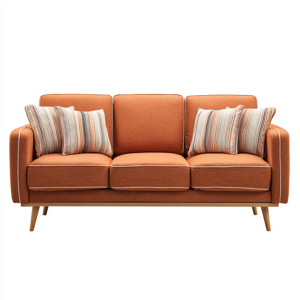 Divano a 3 posti - tessuto-legno - 210x86x83 cm - arancione - moderno-Javexdadecor
