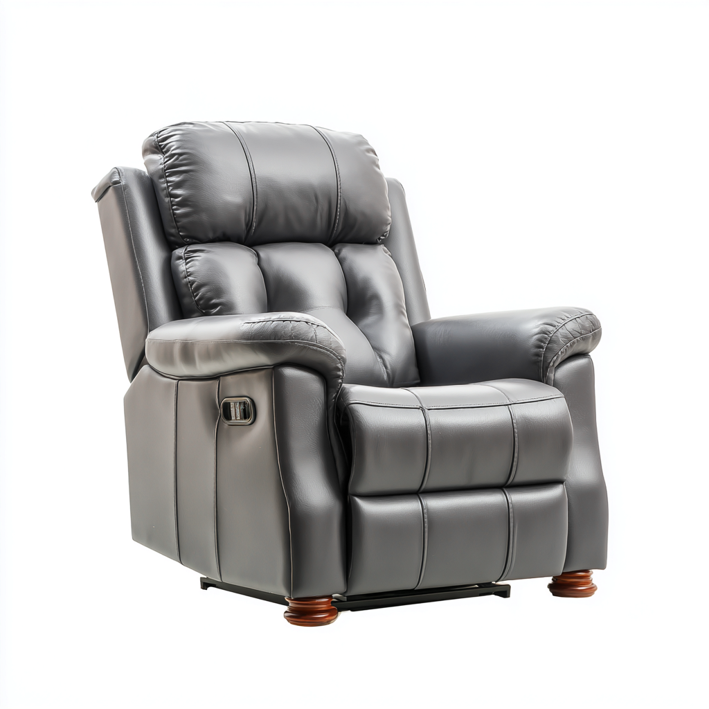 Poltrona reclinabile-Pelle sintetica-95x100x105 cm-Grigio-Stile classico con comandi laterali-Javexdadecor