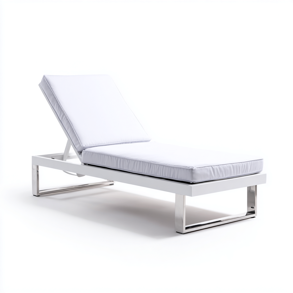 Lettino prendisole-alluminio-tessuto-203x73x87 cm-bianco-argento-stile moderno-Javexdadecor