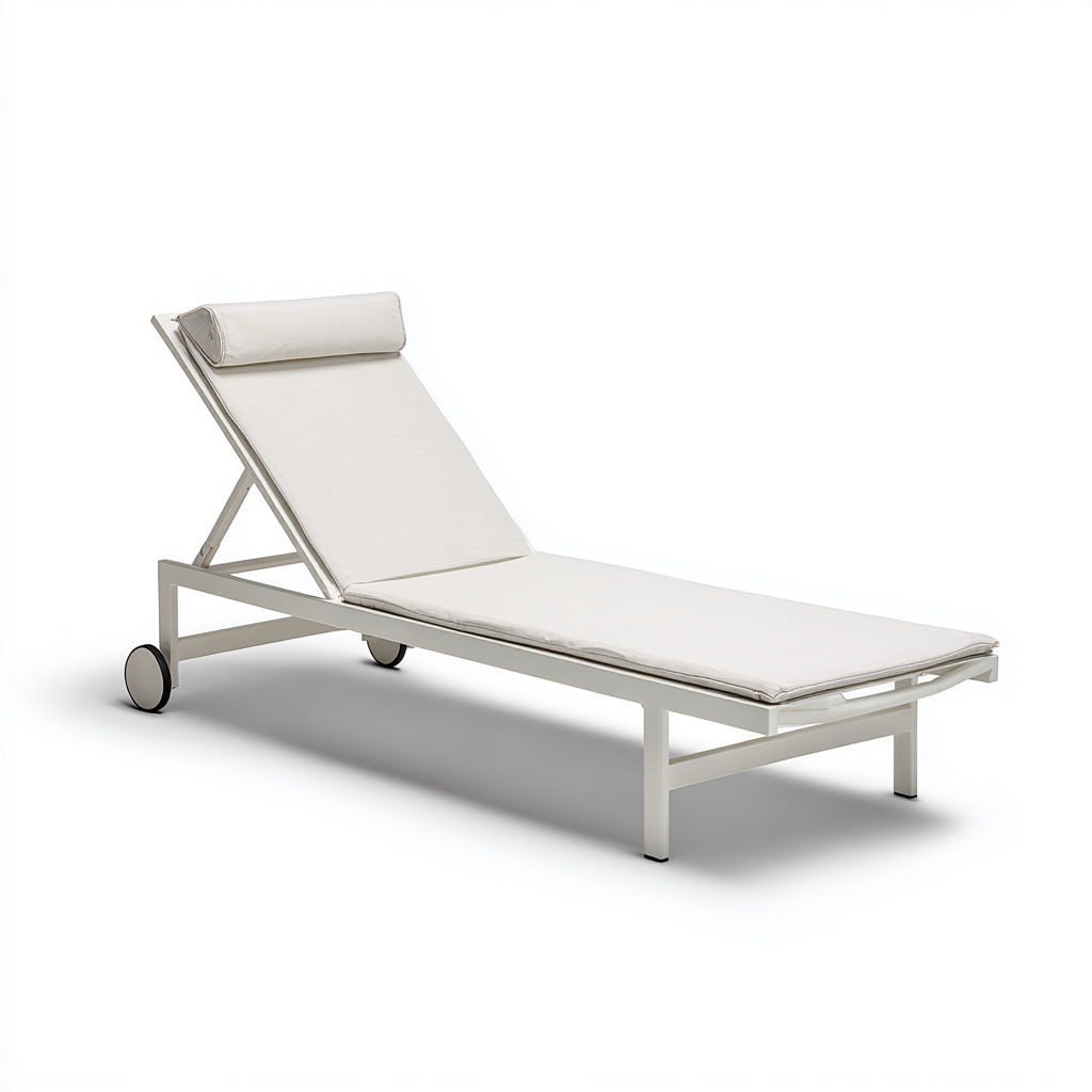 Lettino prendisole-alluminio-tessuto-207x70x89 cm-bianco crema-beige-stile moderno-Javexdadecor