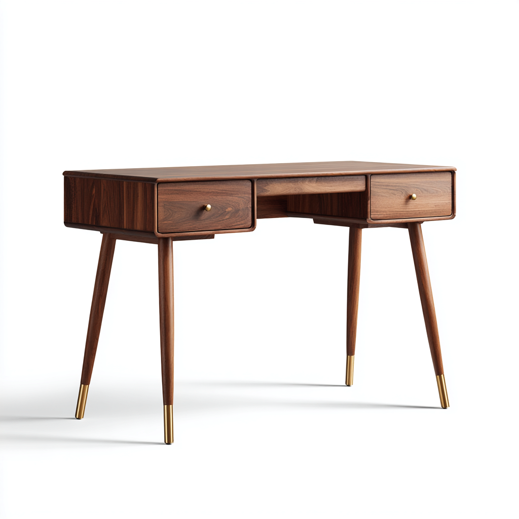 Scrivania-legno-metallo-115x55x78 cm-marrone-oro-design moderno-Javexdadecor