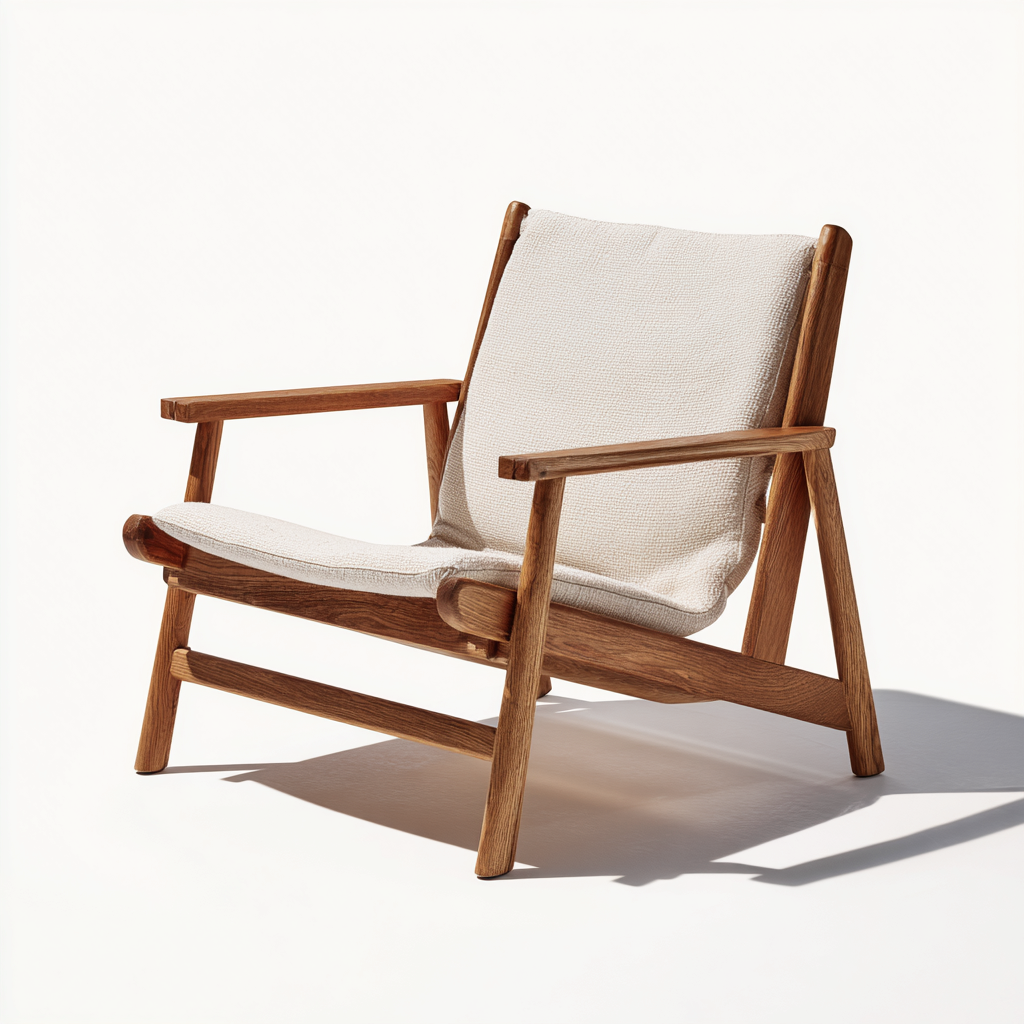 Poltrona da giardino - Tessuto-Legno - 85x77x75 cm - Beige-Marrone - Design lounge-Javexdadecor